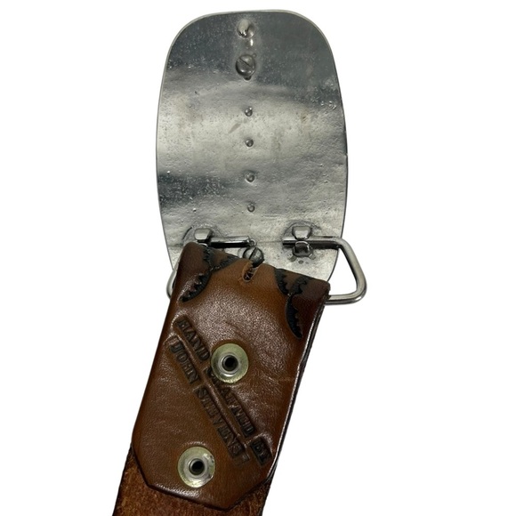 Brown Tooled Leather Men's Belt 1972 Eisenhower Liberty  Silver Dollar Buckle 40 - Picture 3 of 7